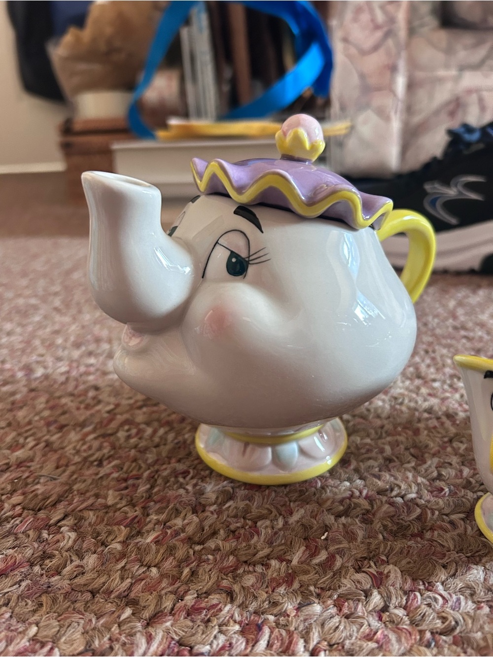 Disney Mrs. Potts Ceramic Teapot in White, Purple, Yellow